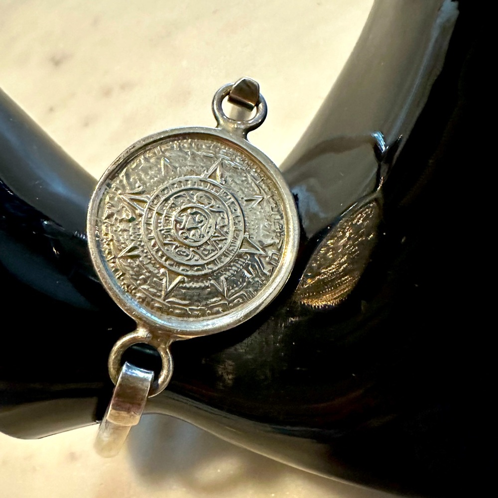 Vintage Mexican Sterling Silver Mayan Calendar Bracelet 925